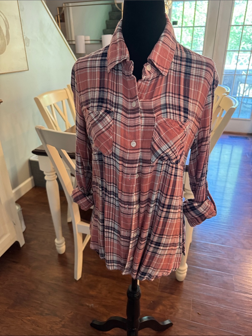 Blue Rain Rust and Navy Plaid Button-Down Shirt